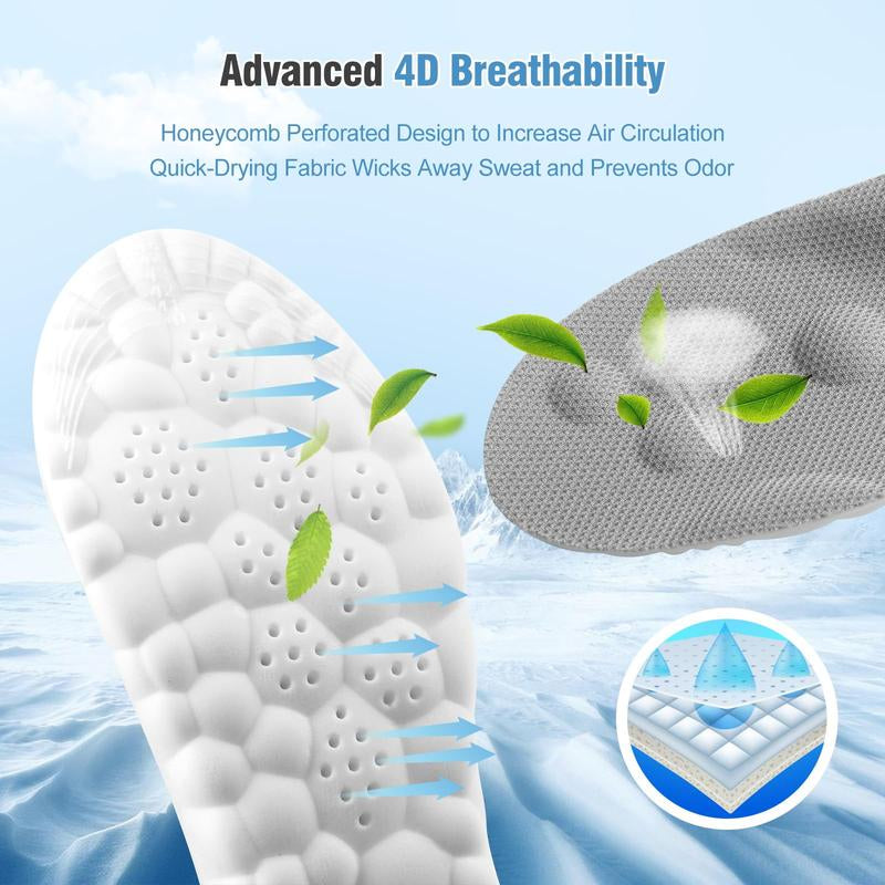 Insoles for Women Man,Cloud Soles for Men Women,4D Cloud Soles for Men,Anti Fatigue, Shock Absorption, Foot Pain Relief