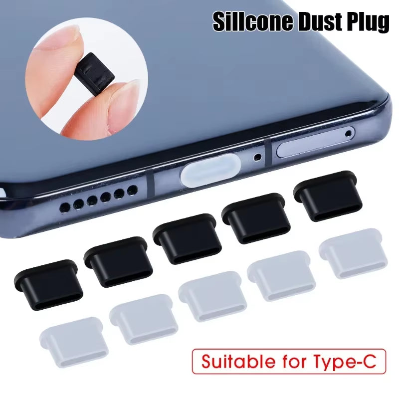Silicone Dust Plugs Type C Charging Port Protector Stopper Cap Cover for Iphone 17 16 15 Pro Max Samsung Xiaomi Anti-Dust Plug