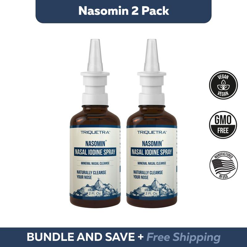 Nasomin Nasal Iodine – Nasal Cleanse– Neutralize Nose - Iodine + Fulvic Acid Blend -100% Natural Mineral Complex – (2 Oz. Bottle+Nasal Sprayer) Oral Daily