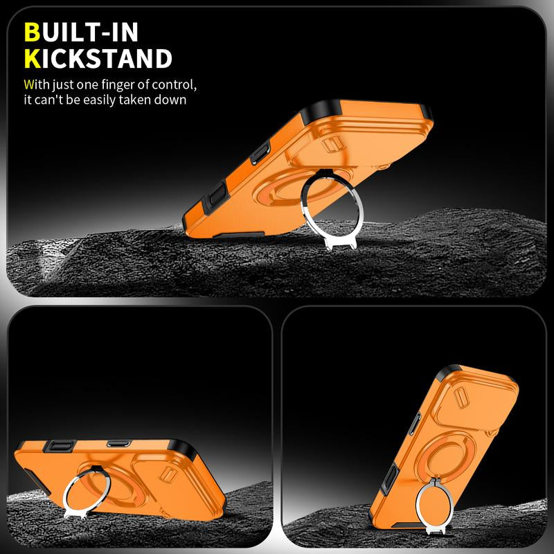 For Iphone 17 16 15 14 13 12 Pro Max with Camera Protector Case, 360 Rotated Ring Kickstand Holder Military Grade Shockproof Protective Cover