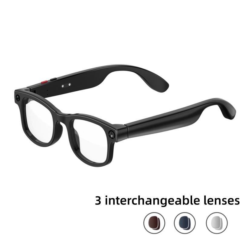 Smart AI Camera Glasses with 8MP Photochromic Lenses ,Button Touch Adjustment for Travel Outdoor Adventures Hands-Free Photography 160+Languages Real-Time Translation Bluetooth Wireless Wearable Video Recording UV Protection ,Black Friday & Cyber Monday