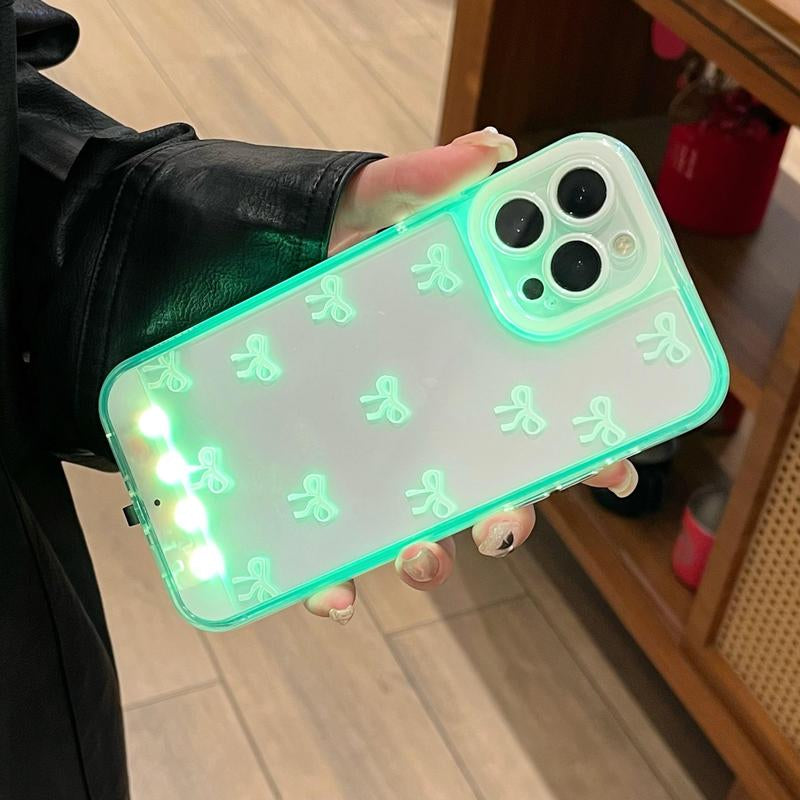 LED Bowknot Phone Case, Compatible with Iphone 11/12/13/14/15/16/17 Pro/Pro Max/Plus, Stylish Protective Cover, Unique Design for Daily Use, Protective Casing