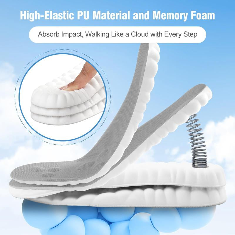 Insoles for Women Man,Cloud Soles for Men Women,4D Cloud Soles for Men,Anti Fatigue, Shock Absorption, Foot Pain Relief