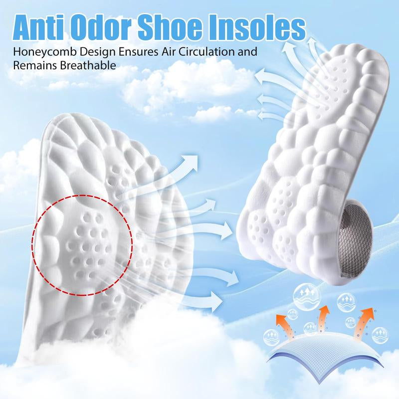 Insoles for Women Man,Cloud Soles for Men Women,4D Cloud Soles for Men,Anti Fatigue, Shock Absorption, Foot Pain Relief