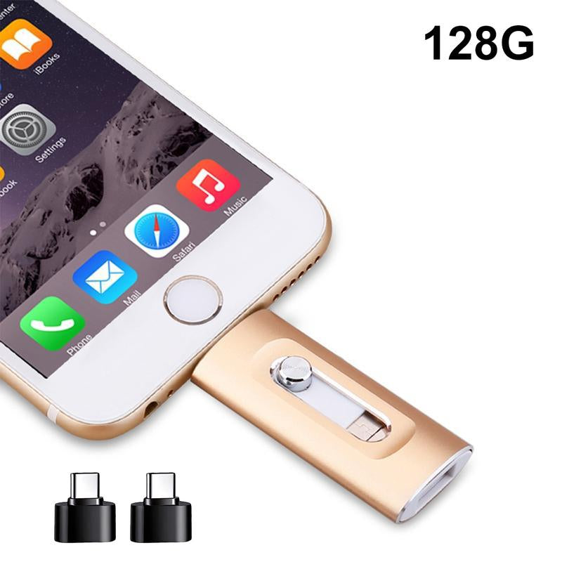3 in 1 Flash Drive,High Speed USB 3.0 Memory Storage,Otg Flash Pen Drive with Free Type-C Adapter for Iphones/Android/Pc and More Devices,64Gb/128Gb/256Gb Photo Stick USB Memory Stick Storage for Photos and Videos Backup
