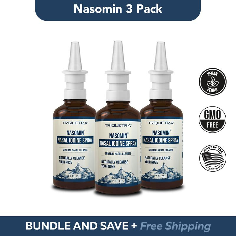 Nasomin Nasal Iodine – Nasal Cleanse– Neutralize Nose - Iodine + Fulvic Acid Blend -100% Natural Mineral Complex – (2 Oz. Bottle+Nasal Sprayer) Oral Daily