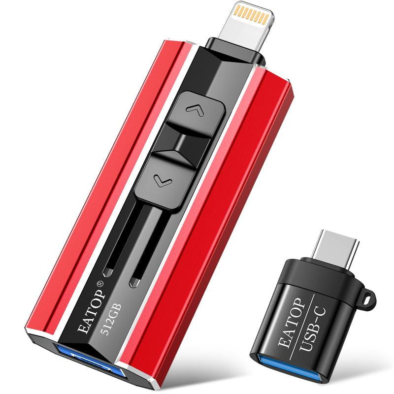 EATOP USB Flash Drive Intended for Iphone Ipad, Memory Stick Storage for Photos and Videos Backup, Compatible with Iphone Ipad Android PC, Plug and Play, No Application Required