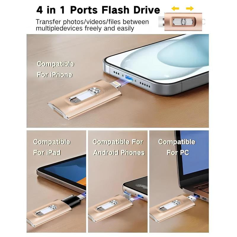 3 in 1 Flash Drive,High Speed USB 3.0 Memory Storage,Otg Flash Pen Drive with Free Type-C Adapter for Iphones/Android/Pc and More Devices,64Gb/128Gb/256Gb Photo Stick USB Memory Stick Storage for Photos and Videos Backup