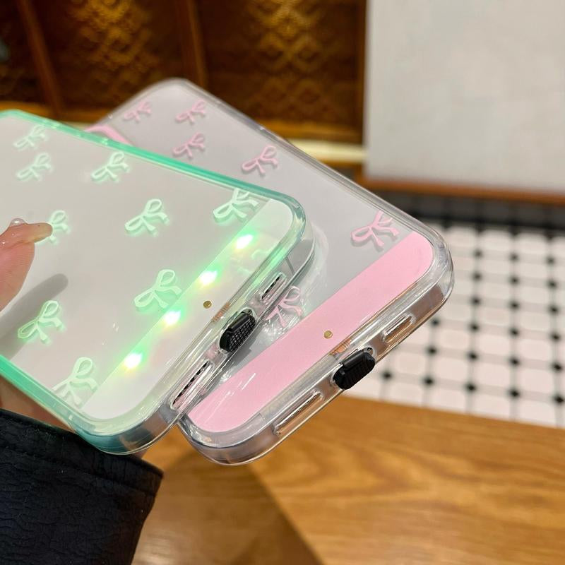 LED Bowknot Phone Case, Compatible with Iphone 11/12/13/14/15/16/17 Pro/Pro Max/Plus, Stylish Protective Cover, Unique Design for Daily Use, Protective Casing