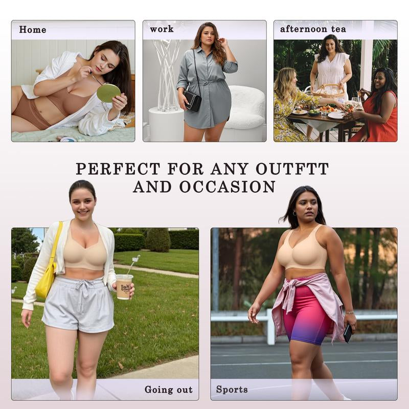 OEAK Women Wirefree Bras for Women Full Coverage No Underwire Everyday Bras Comfortable Wireless Padded Jelly Bras