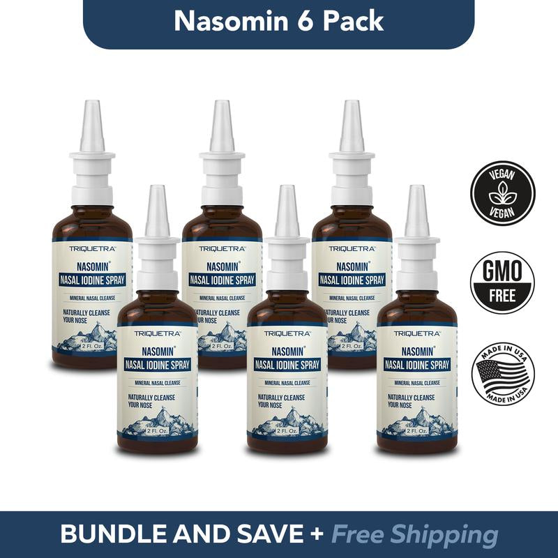 Nasomin Nasal Iodine – Nasal Cleanse– Neutralize Nose - Iodine + Fulvic Acid Blend -100% Natural Mineral Complex – (2 Oz. Bottle+Nasal Sprayer) Oral Daily