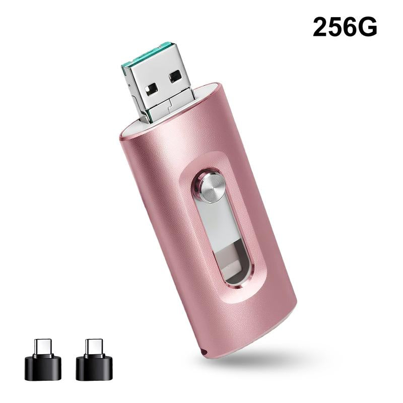 3 in 1 Flash Drive,High Speed USB 3.0 Memory Storage,Otg Flash Pen Drive with Free Type-C Adapter for Iphones/Android/Pc and More Devices,64Gb/128Gb/256Gb Photo Stick USB Memory Stick Storage for Photos and Videos Backup