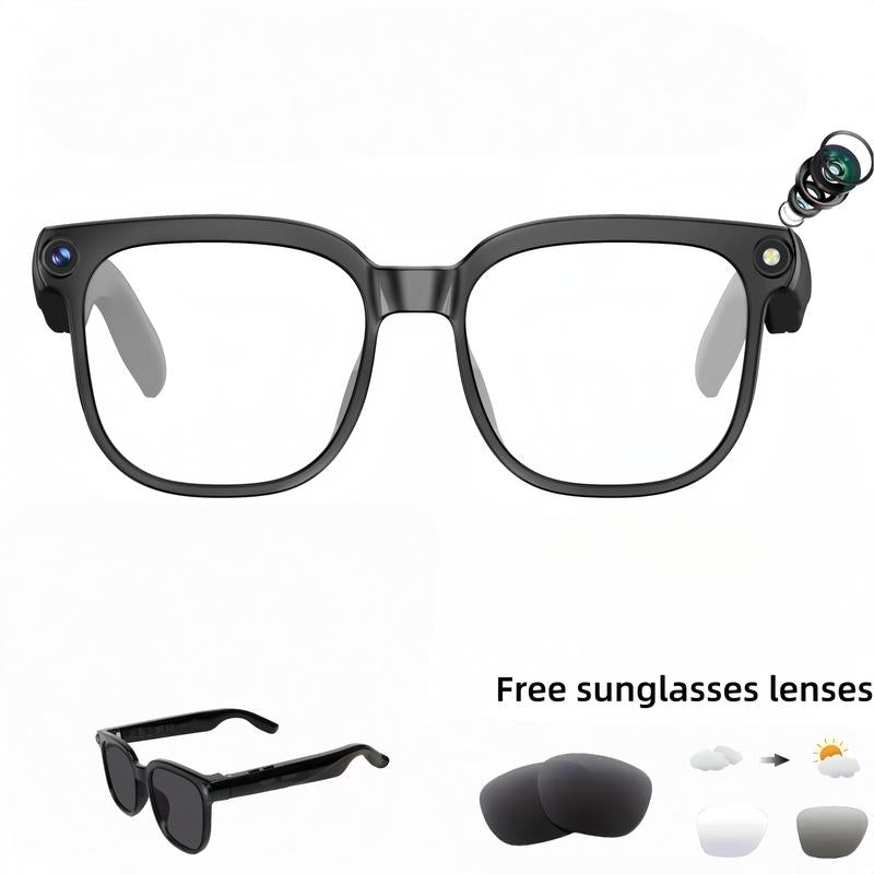 Smart AI Camera Glasses with 8MP Photochromic Lenses ,Button Touch Adjustment for Travel Outdoor Adventures Hands-Free Photography 160+Languages Real-Time Translation Bluetooth Wireless Wearable Video Recording UV Protection ,Black Friday & Cyber Monday