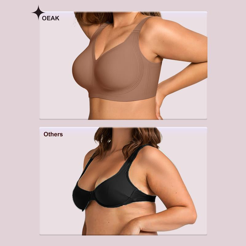 OEAK Women Wirefree Bras for Women Full Coverage No Underwire Everyday Bras Comfortable Wireless Padded Jelly Bras
