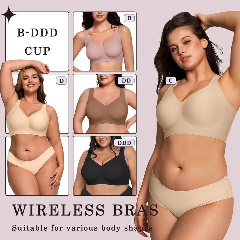 OEAK Women Wirefree Bras for Women Full Coverage No Underwire Everyday Bras Comfortable Wireless Padded Jelly Bras